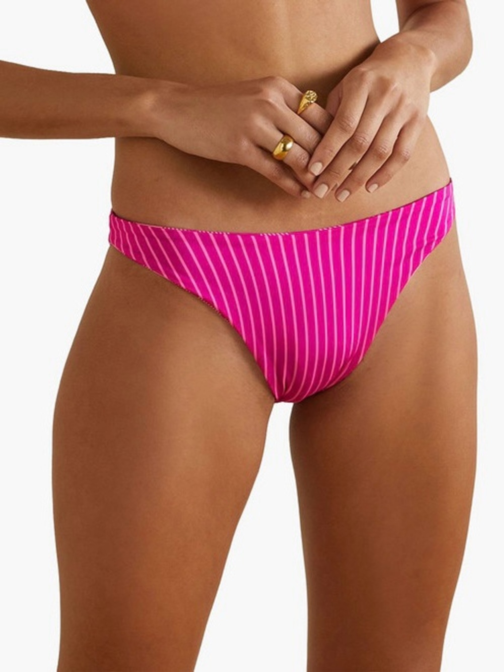 NWT SOLID & STRIPED ‘Annabelle’ Reversible Printed Bikini Briefs in “Orchid” XL